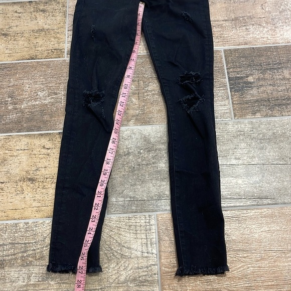 Joe's Jeans Black Denim Jeans High Rise Distressed Skinny Jean Size 23 - Picture 8 of 9